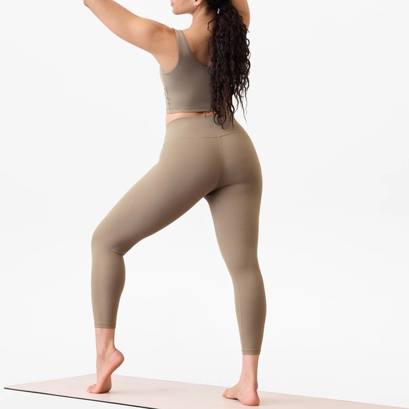 Athleta Transcend 7/8 Tight Leggings Taupe Beige Women’s XL NWT High Rise - Picture 1 of 7